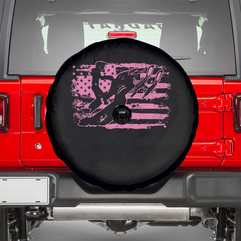 Snowmobile Snowcross Girls Pink American Flag Spare Tire Cover - Wonder Print Shop