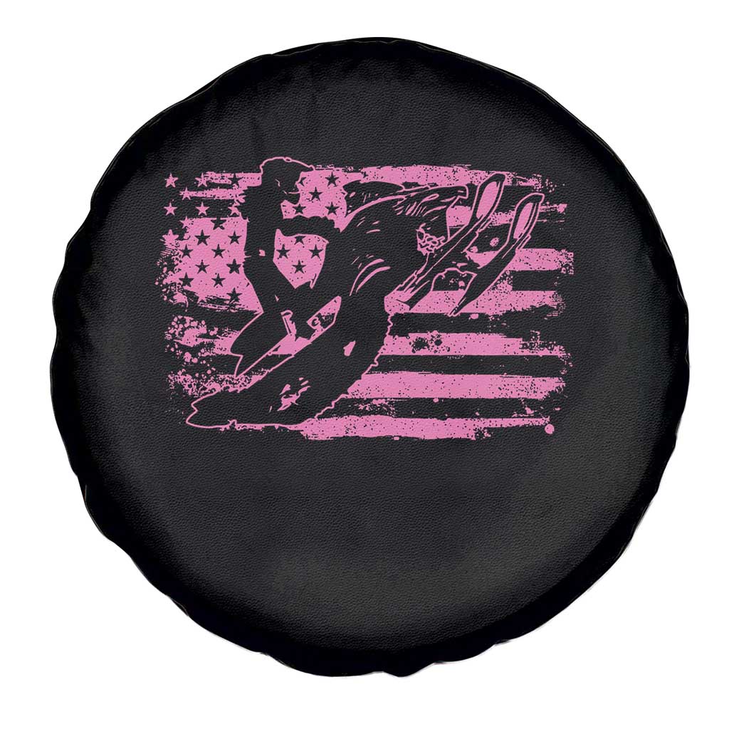 Snowmobile Snowcross Girls Pink American Flag Spare Tire Cover - Wonder Print Shop