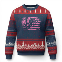 Snowmobile Snowcross Girls Pink American Flag Ugly Christmas Sweater - Wonder Print Shop