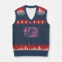 Snowmobile Snowcross Girls Pink American Flag V-Neck Knit Sweater Vest - Wonder Print Shop