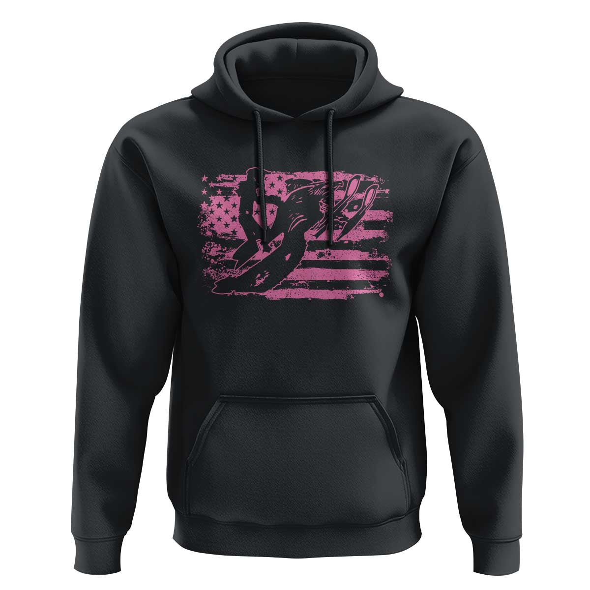 Snowmobile Snowcross Girls Pink American Flag Hoodie - Wonder Print Shop