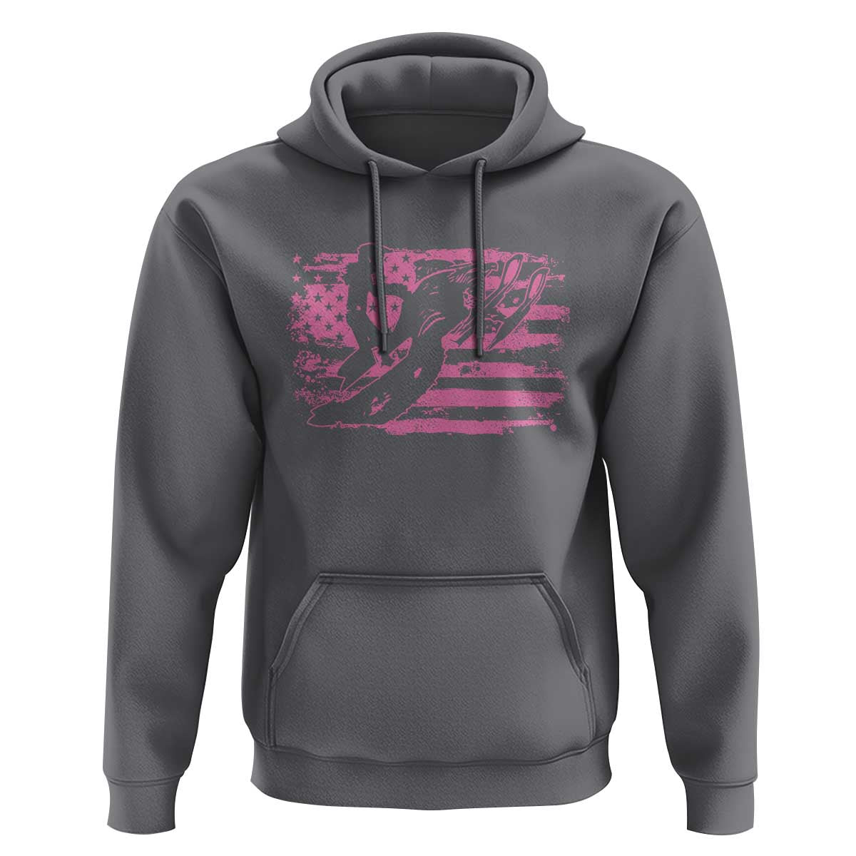 Snowmobile Snowcross Girls Pink American Flag Hoodie - Wonder Print Shop