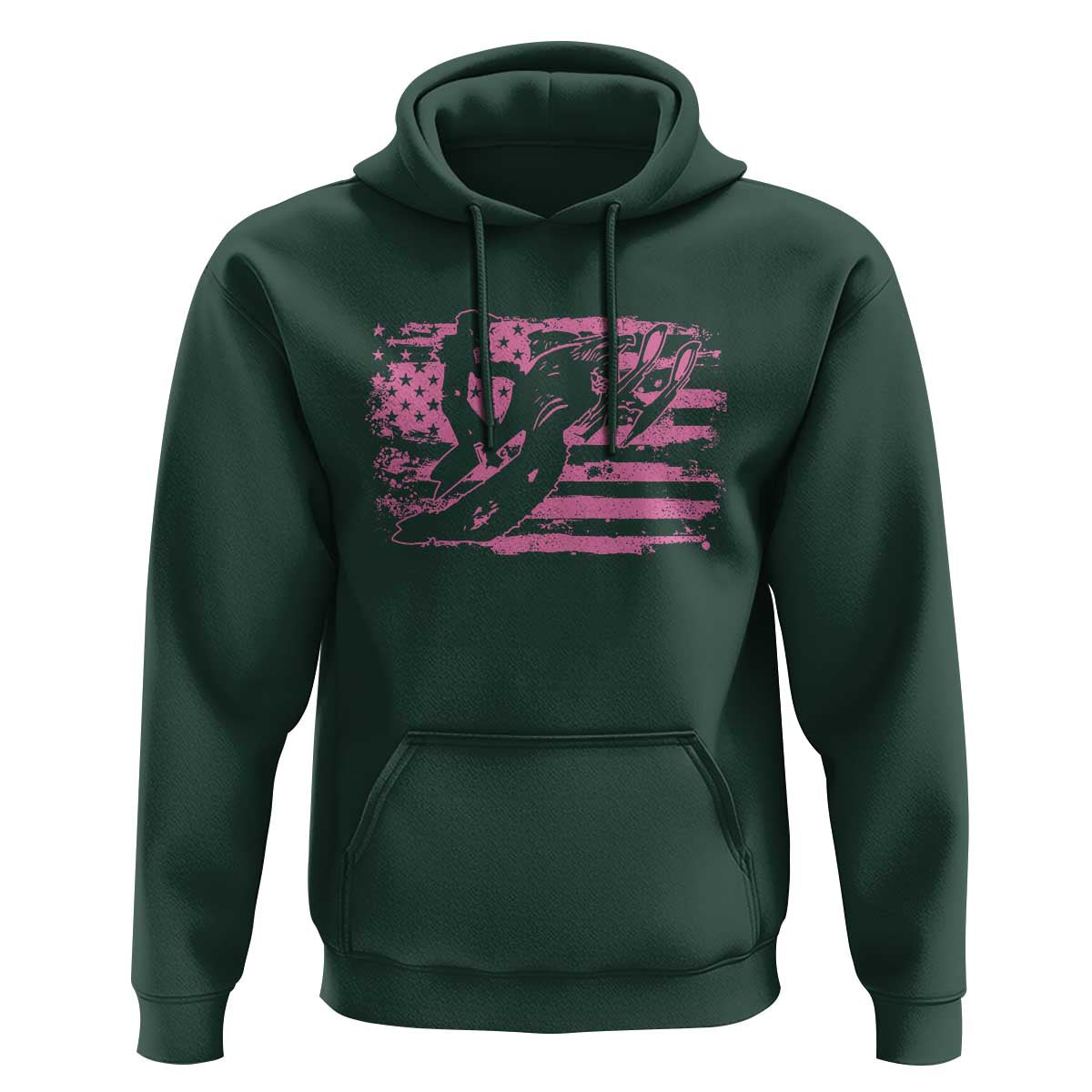 Snowmobile Snowcross Girls Pink American Flag Hoodie - Wonder Print Shop