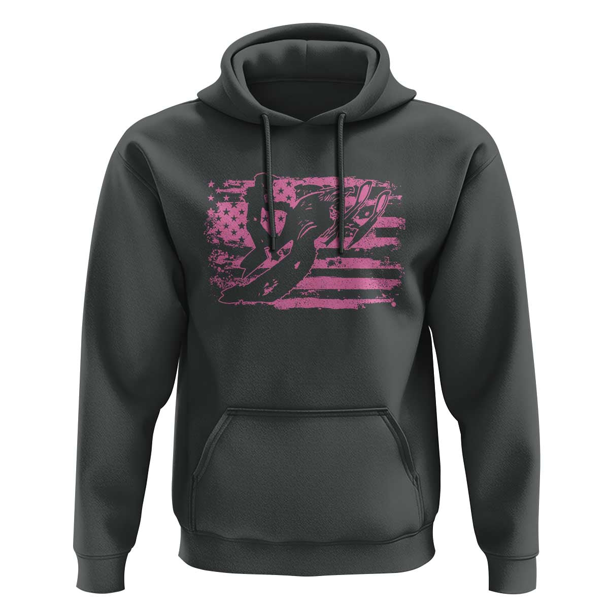 Snowmobile Snowcross Girls Pink American Flag Hoodie - Wonder Print Shop