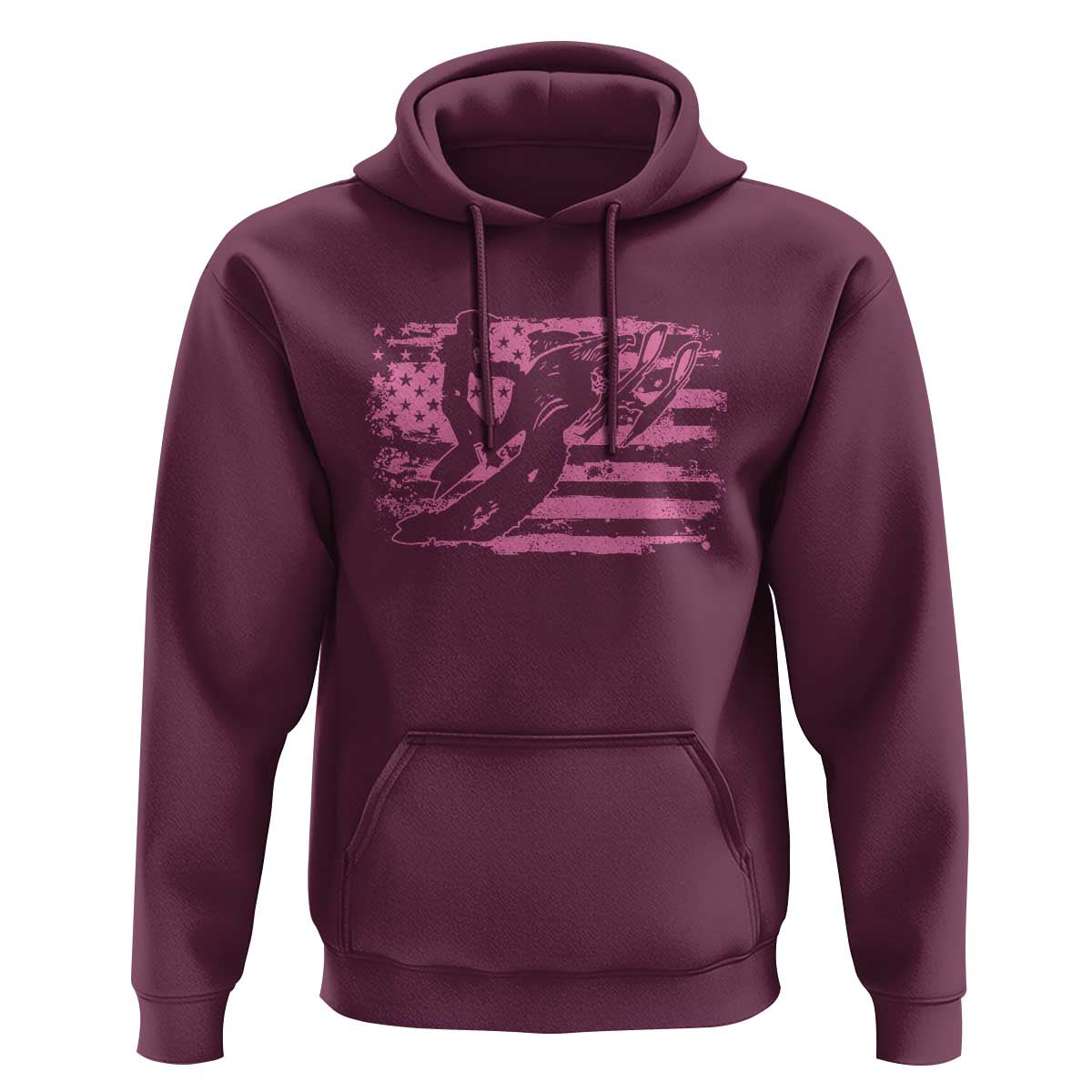 Snowmobile Snowcross Girls Pink American Flag Hoodie - Wonder Print Shop