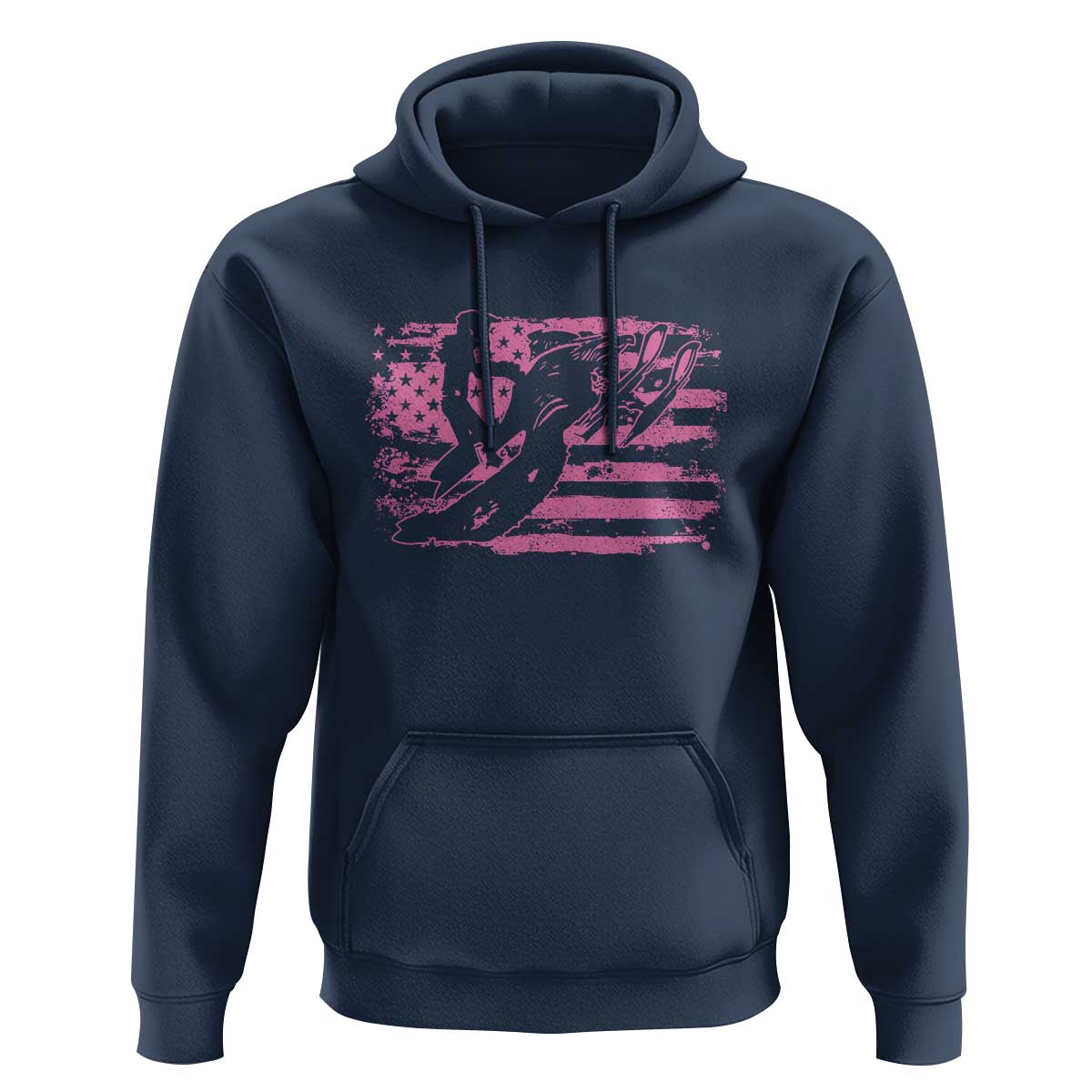 Snowmobile Snowcross Girls Pink American Flag Hoodie - Wonder Print Shop