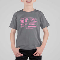 Snowmobile Snowcross Girls Pink American Flag T Shirt For Kid - Wonder Print Shop