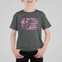 Snowmobile Snowcross Girls Pink American Flag T Shirt For Kid - Wonder Print Shop