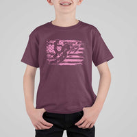 Snowmobile Snowcross Girls Pink American Flag T Shirt For Kid - Wonder Print Shop