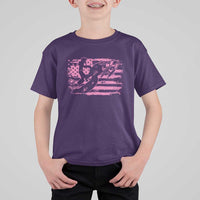Snowmobile Snowcross Girls Pink American Flag T Shirt For Kid - Wonder Print Shop