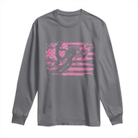 Snowmobile Snowcross Girls Pink American Flag Long Sleeve Shirt - Wonder Print Shop