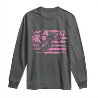 Snowmobile Snowcross Girls Pink American Flag Long Sleeve Shirt - Wonder Print Shop