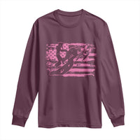 Snowmobile Snowcross Girls Pink American Flag Long Sleeve Shirt - Wonder Print Shop