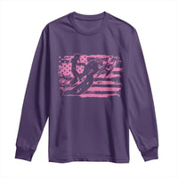 Snowmobile Snowcross Girls Pink American Flag Long Sleeve Shirt - Wonder Print Shop