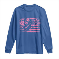 Snowmobile Snowcross Girls Pink American Flag Long Sleeve Shirt - Wonder Print Shop