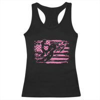 Snowmobile Snowcross Girls Pink American Flag Racerback Tank Top - Wonder Print Shop