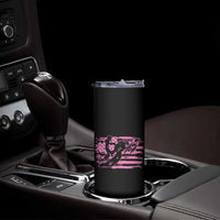 Snowmobile Snowcross Girls Pink American Flag Skinny Tumbler - Wonder Print Shop