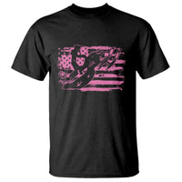 Snowmobile Snowcross Girls Pink American Flag T Shirt - Wonder Print Shop
