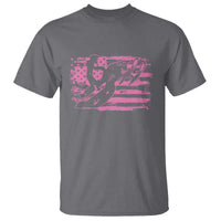 Snowmobile Snowcross Girls Pink American Flag T Shirt - Wonder Print Shop