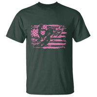 Snowmobile Snowcross Girls Pink American Flag T Shirt - Wonder Print Shop