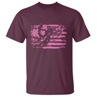 Snowmobile Snowcross Girls Pink American Flag T Shirt - Wonder Print Shop