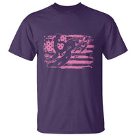 Snowmobile Snowcross Girls Pink American Flag T Shirt - Wonder Print Shop