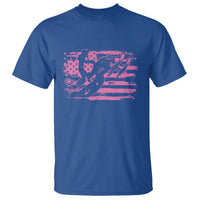 Snowmobile Snowcross Girls Pink American Flag T Shirt - Wonder Print Shop