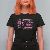 Snowmobile Snowcross Girls Pink American Flag T Shirt For Women - Wonder Print Shop
