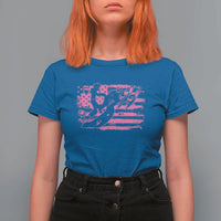 Snowmobile Snowcross Girls Pink American Flag T Shirt For Women - Wonder Print Shop
