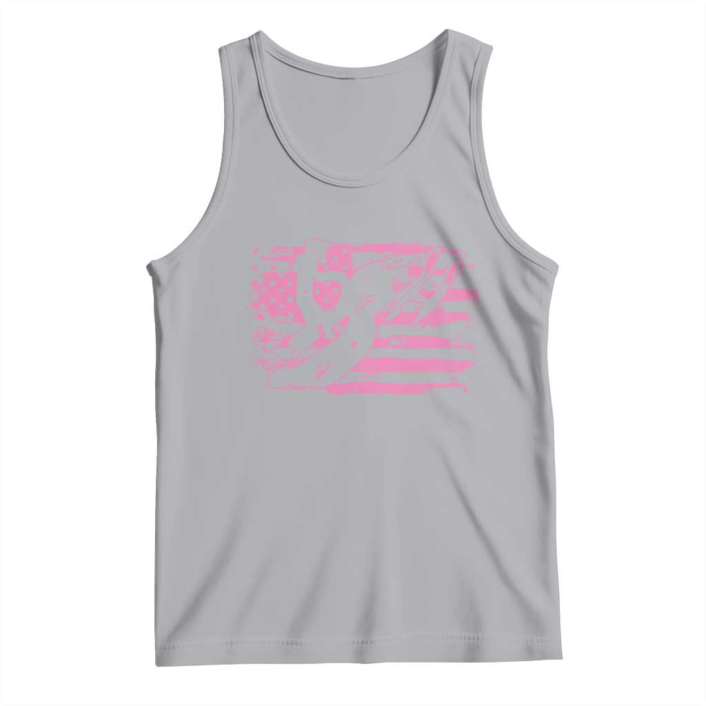 Snowmobile Snowcross Girls Pink American Flag Tank Top - Wonder Print Shop