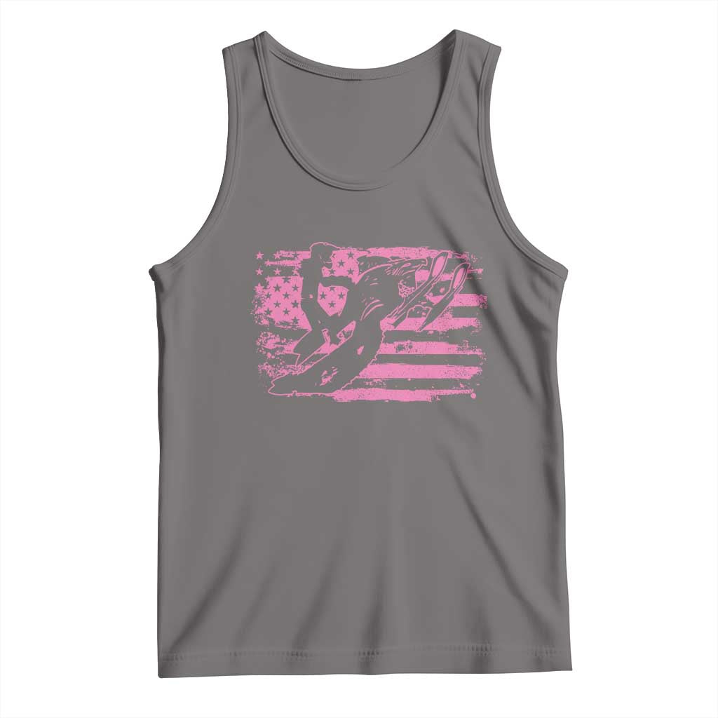 Snowmobile Snowcross Girls Pink American Flag Tank Top - Wonder Print Shop