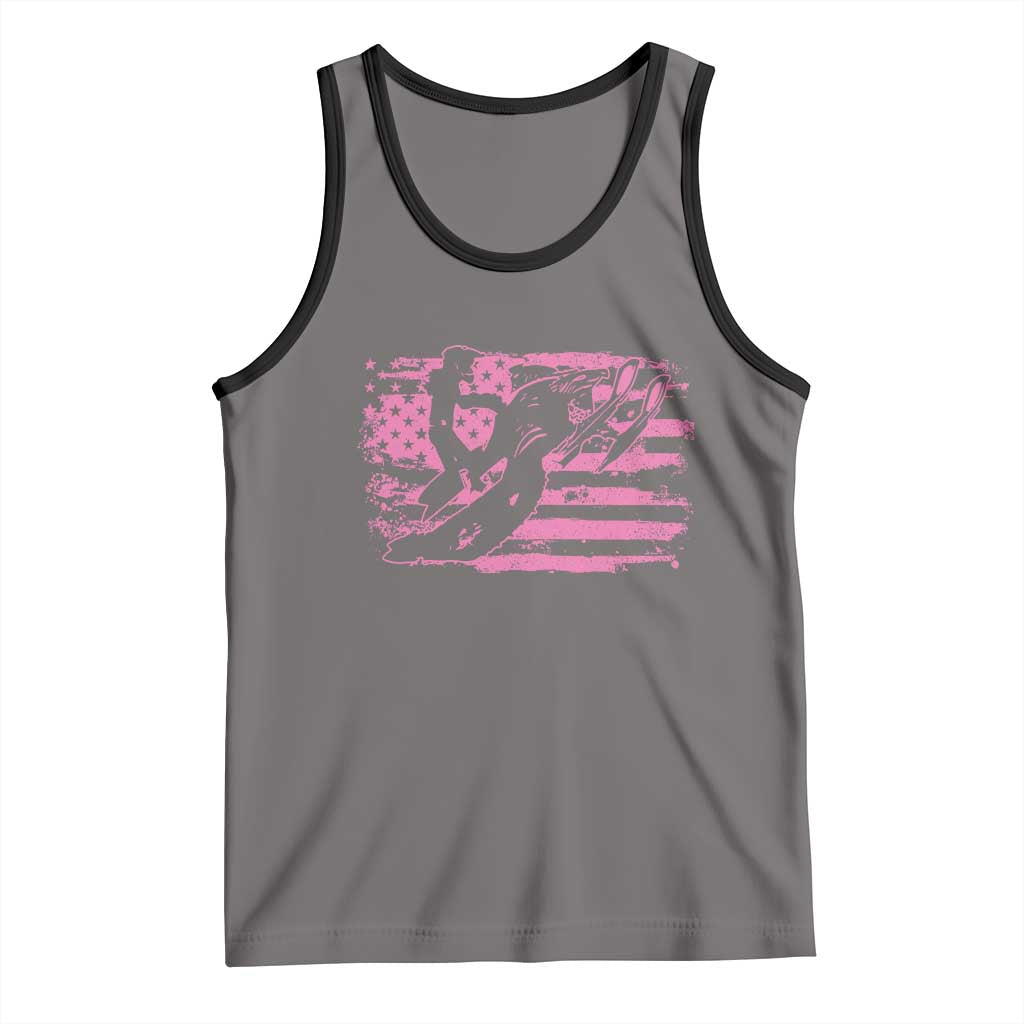 Snowmobile Snowcross Girls Pink American Flag Tank Top - Wonder Print Shop