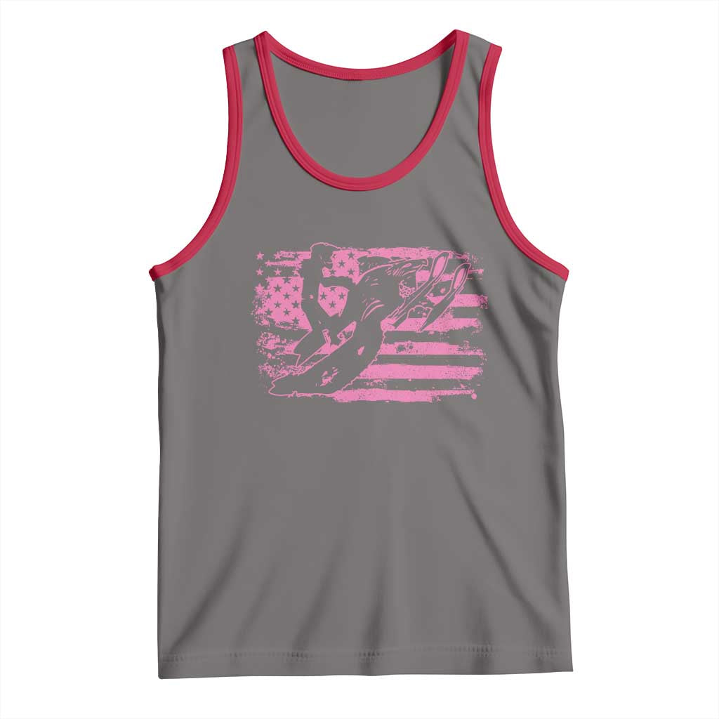 Snowmobile Snowcross Girls Pink American Flag Tank Top - Wonder Print Shop