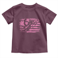 Snowmobile Snowcross Girls Pink American Flag Toddler T Shirt - Wonder Print Shop