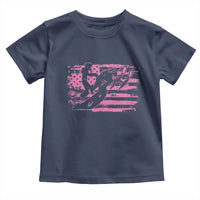 Snowmobile Snowcross Girls Pink American Flag Toddler T Shirt - Wonder Print Shop