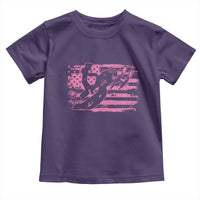 Snowmobile Snowcross Girls Pink American Flag Toddler T Shirt - Wonder Print Shop