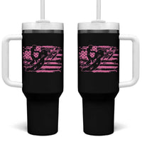 Snowmobile Snowcross Girls Pink American Flag Tumbler With Handle - Wonder Print Shop