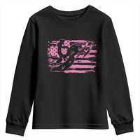 Snowmobile Snowcross Girls Pink American Flag Youth Sweatshirt - Wonder Print Shop