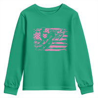 Snowmobile Snowcross Girls Pink American Flag Youth Sweatshirt - Wonder Print Shop