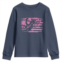 Snowmobile Snowcross Girls Pink American Flag Youth Sweatshirt - Wonder Print Shop