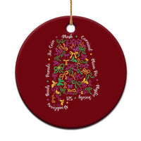 Funny Mardi Gras Alabama Map Coquette Bow Ceramic Ornament Moon Pie Carnival Joe Cain Beads