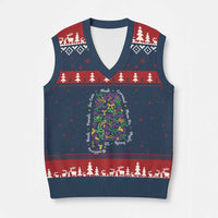 Funny Mardi Gras Alabama Map Coquette Bow V-Neck Knit Sweater Vest Moon Pie Carnival Joe Cain Beads