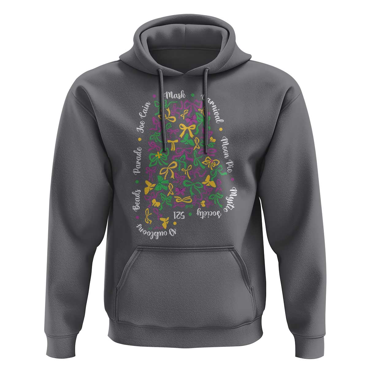 Funny Mardi Gras Alabama Map Coquette Bow Hoodie Moon Pie Carnival Joe Cain Beads