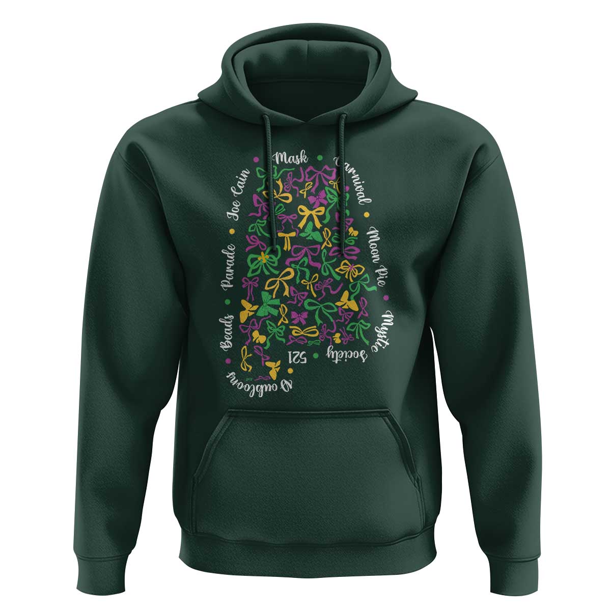 Funny Mardi Gras Alabama Map Coquette Bow Hoodie Moon Pie Carnival Joe Cain Beads