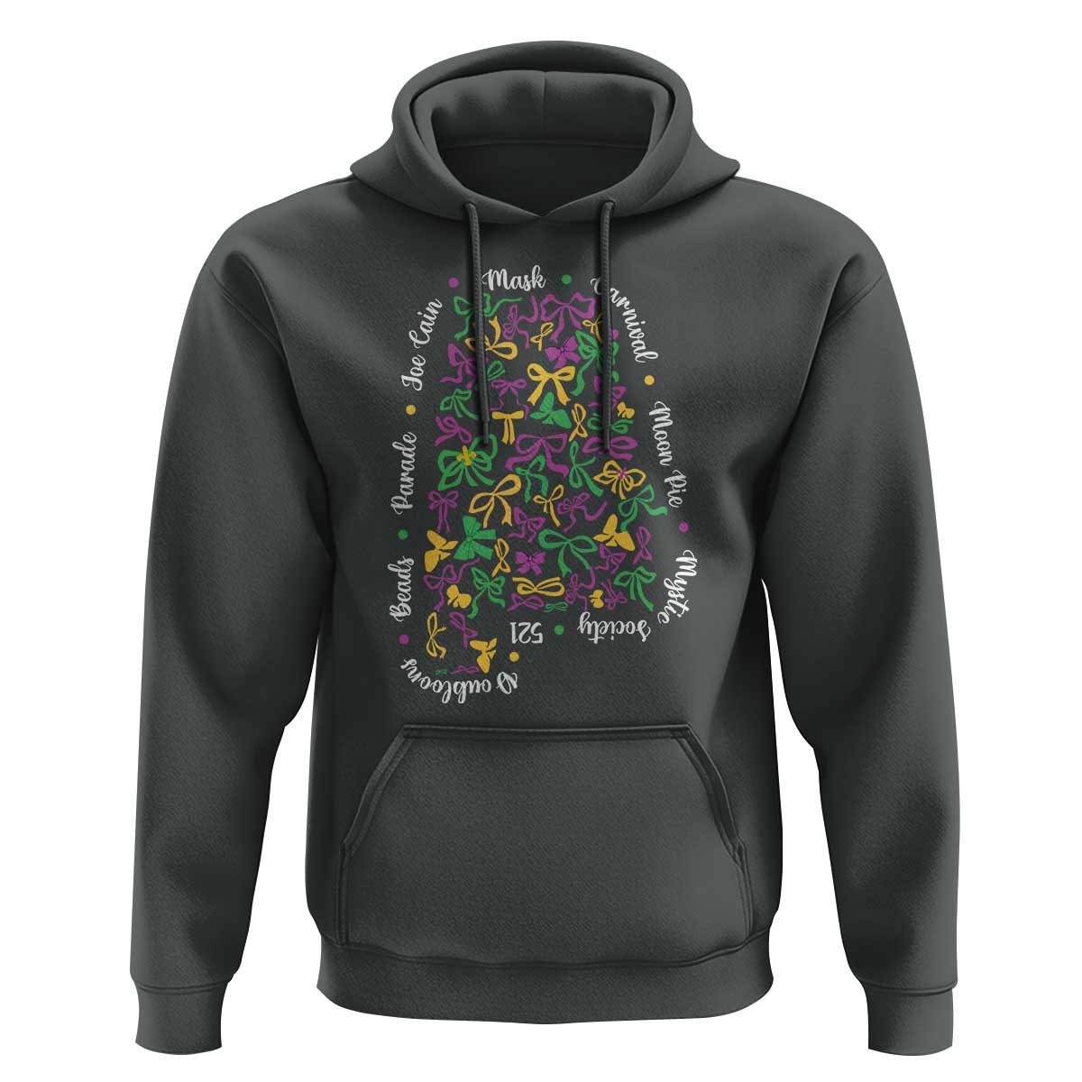 Funny Mardi Gras Alabama Map Coquette Bow Hoodie Moon Pie Carnival Joe Cain Beads