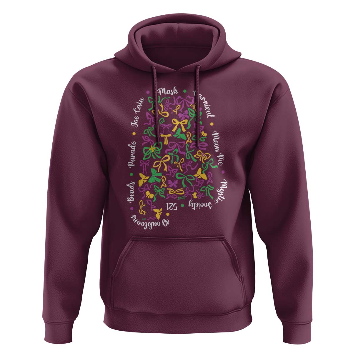 Funny Mardi Gras Alabama Map Coquette Bow Hoodie Moon Pie Carnival Joe Cain Beads