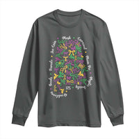 Funny Mardi Gras Alabama Map Coquette Bow Long Sleeve Shirt Moon Pie Carnival Joe Cain Beads