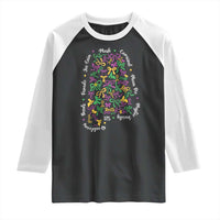 Funny Mardi Gras Alabama Map Coquette Bow Raglan Shirt Moon Pie Carnival Joe Cain Beads
