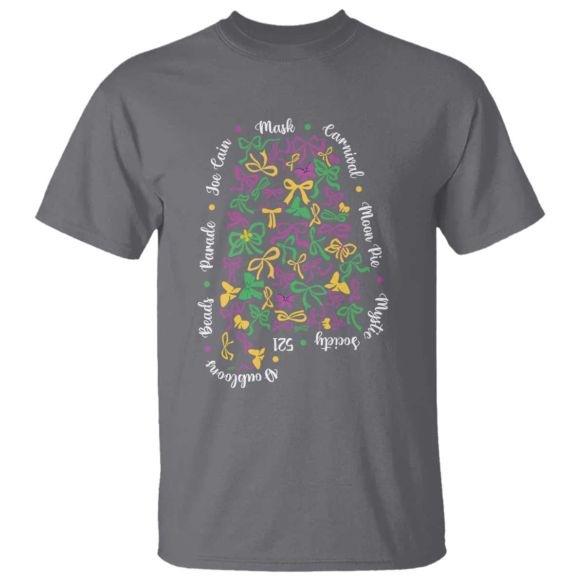 Funny Mardi Gras Alabama Map Coquette Bow T Shirt Moon Pie Carnival Joe Cain Beads