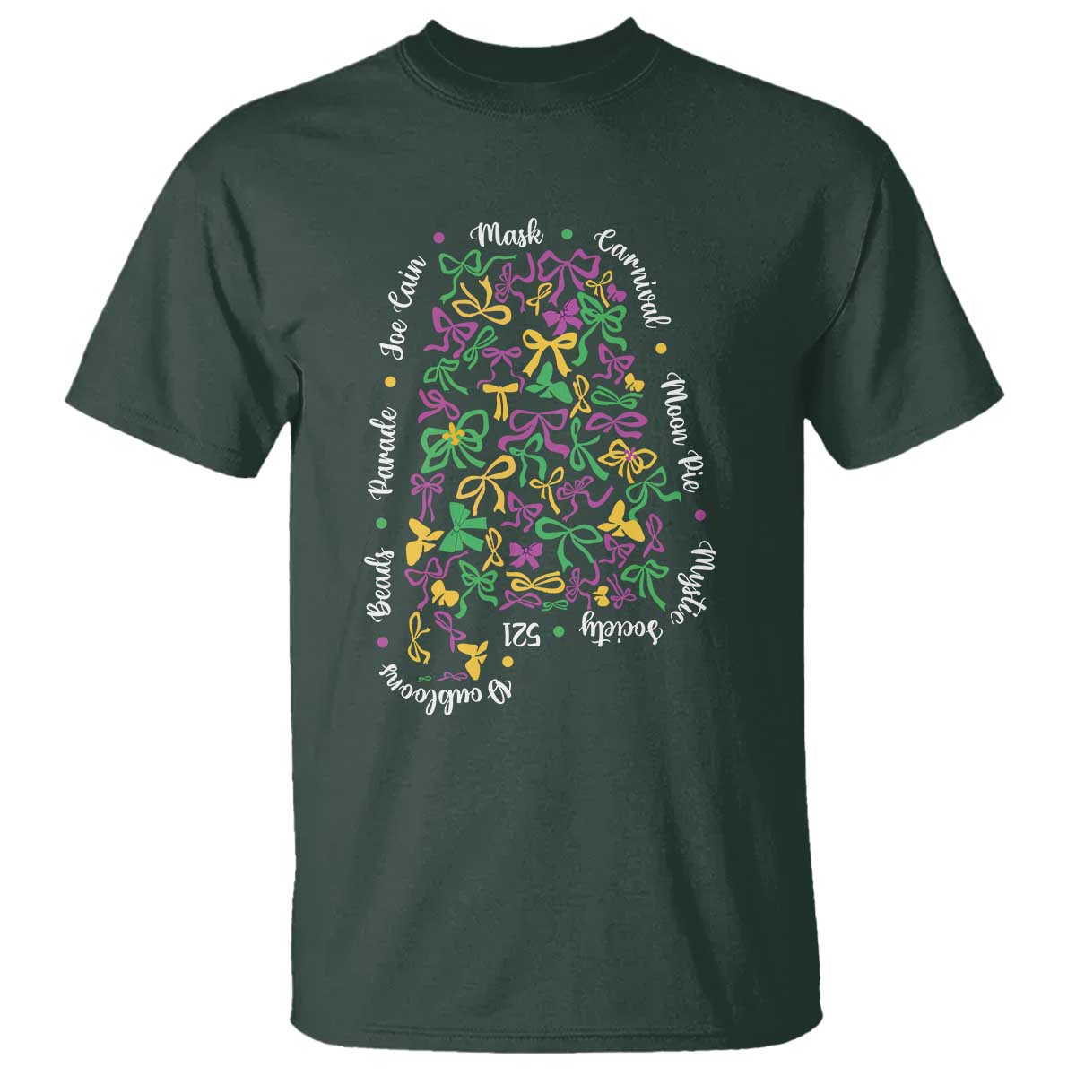 Funny Mardi Gras Alabama Map Coquette Bow T Shirt Moon Pie Carnival Joe Cain Beads